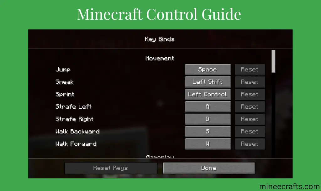 Minecraft Control Guide 