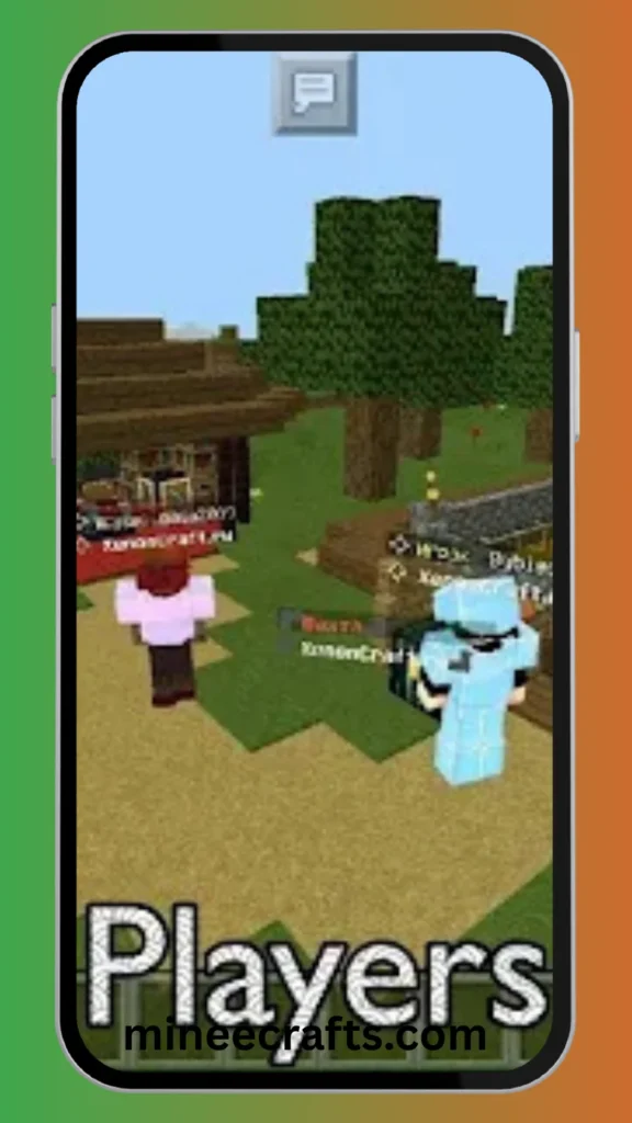 Players interacting in Minecraft environment