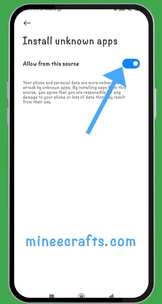 Installation Permissions of MInecraft APK